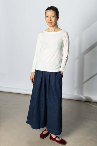 Lia Garment Dye Boat Neck Tee - Chalk