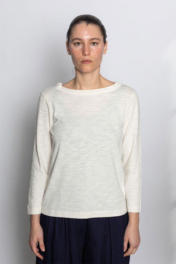 Lia Garment Dyed Boat Neck Tee - Chalk