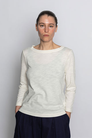 Lia Garment Dyed Boat Neck Tee - Chalk