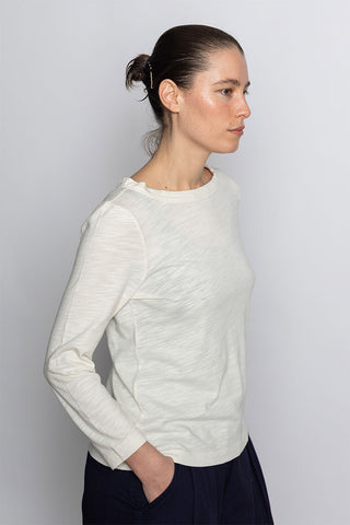 Lia Garment Dyed Boat Neck Tee - Chalk