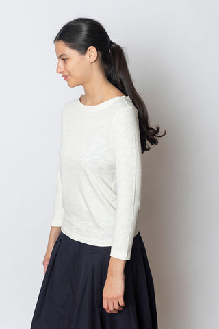 Lia Garment Dyed Boat Neck Tee - Chalk