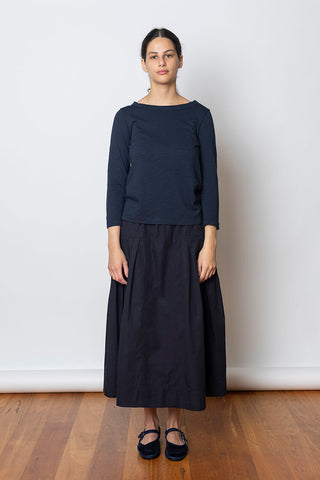 Lia Garment Dyed Boat Neck Tee - Dark Navy