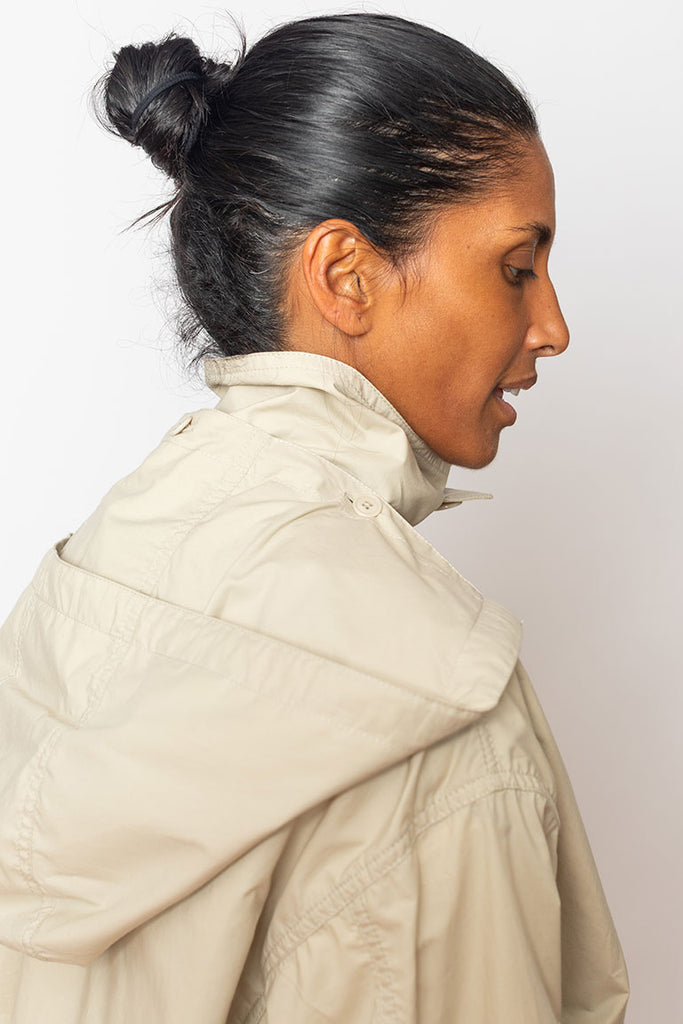 Light Hooded Trench - Stone Beige