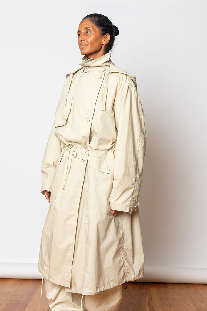 Light Hooded Trench - Stone Beige