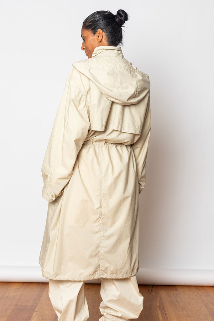 Light Hooded Trench - Stone Beige
