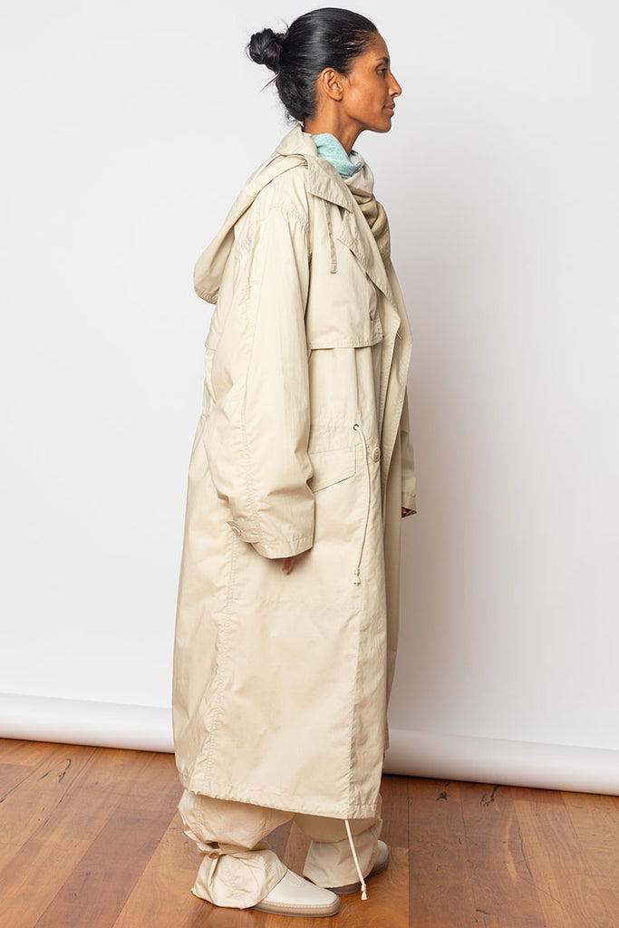 Light Hooded Trench - Stone Beige