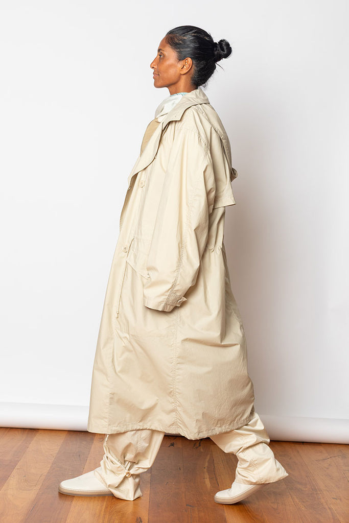 Light Hooded Trench - Stone Beige