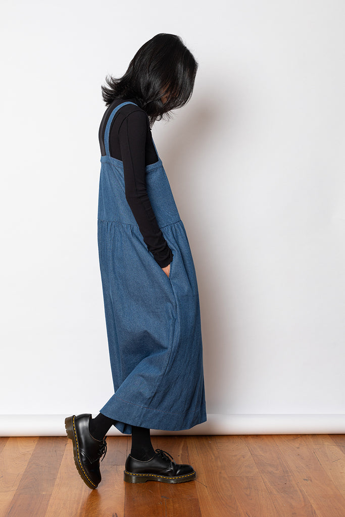 A line denim pinafore dress hotsell