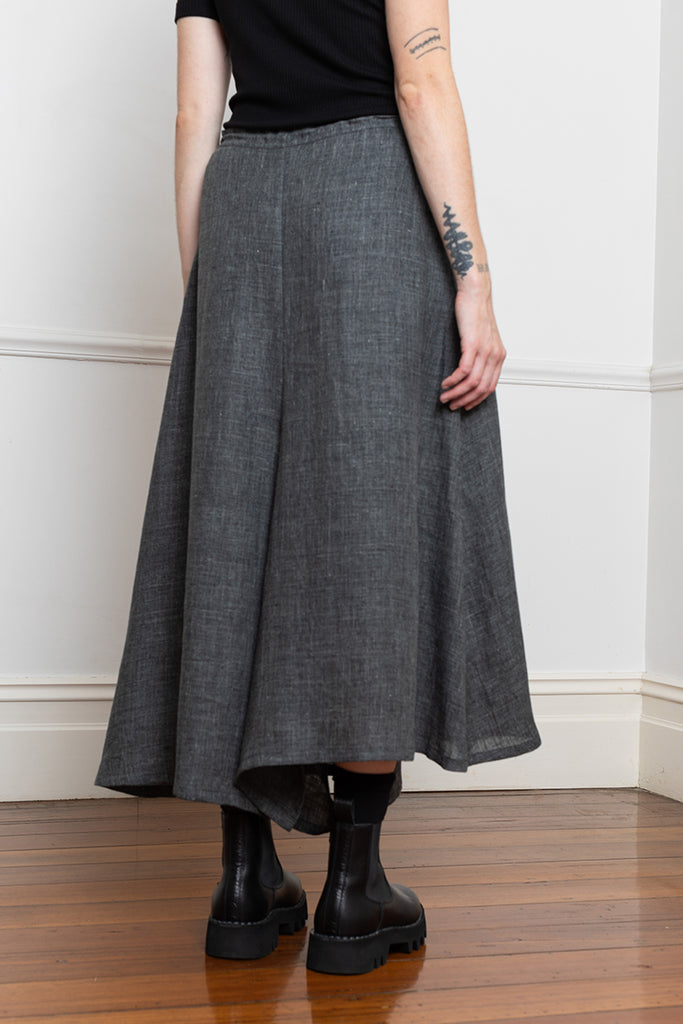 Linen Tweed Pants Skirt - Grey