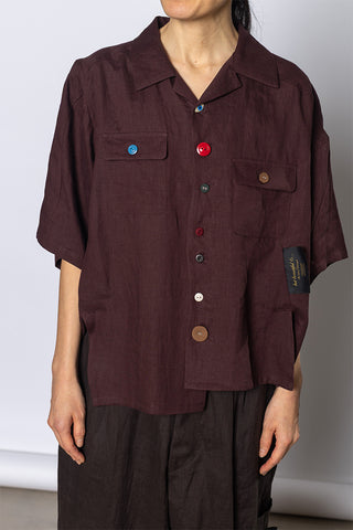 Linen Work Shirt - Bordeaux