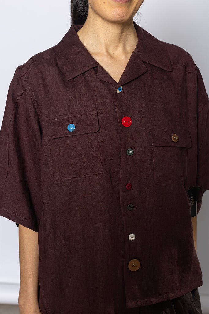 Linen Work Shirt - Bordeaux