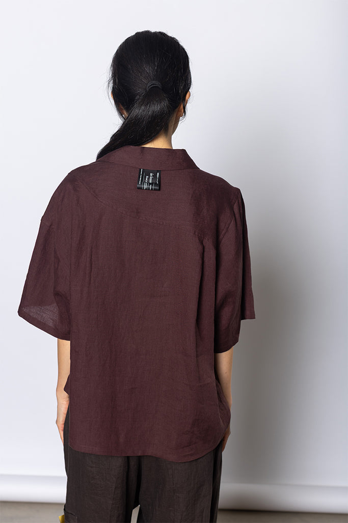 Linen Work Shirt - Bordeaux
