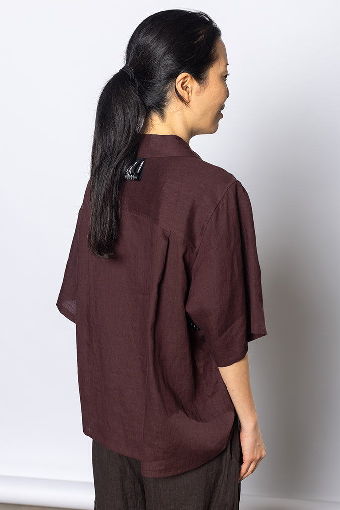 Linen Work Shirt - Bordeaux