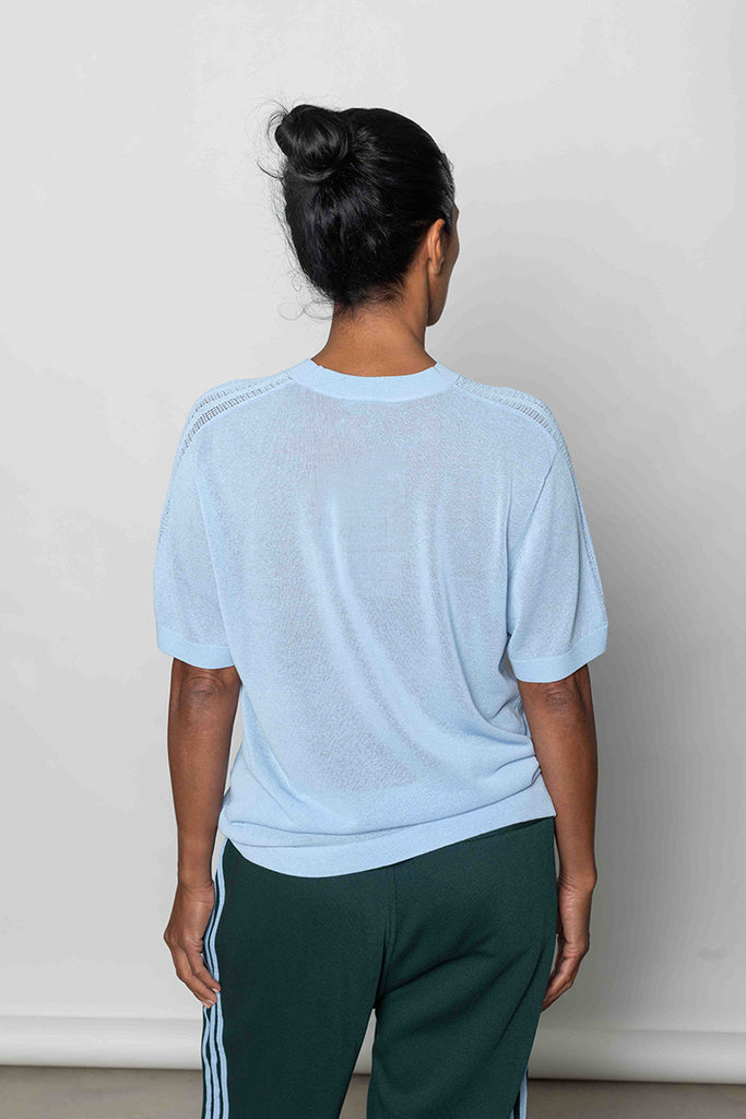 Logo Print Knit T-Shirt - Clear Sky