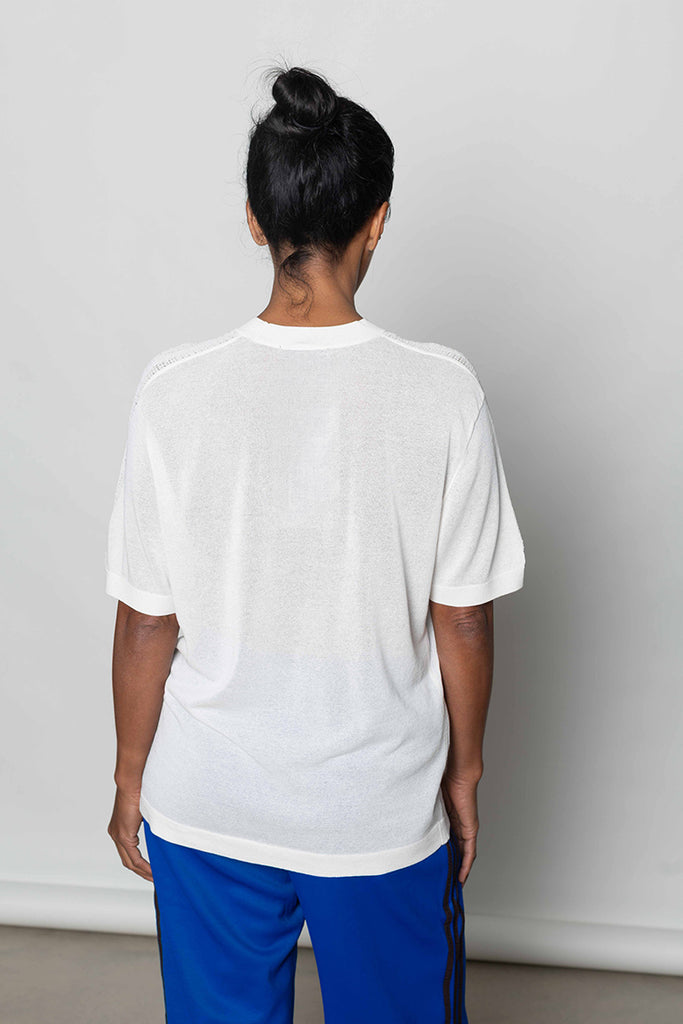 Logo Print Knit T-Shirt - White