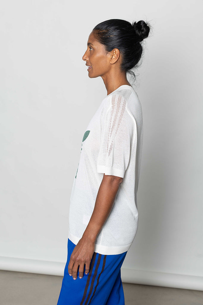 Logo Print Knit T-Shirt - White