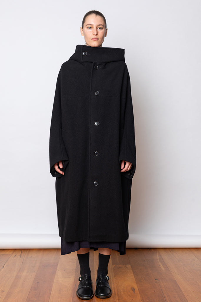 Y s Long Cape Coat Black at Poepke