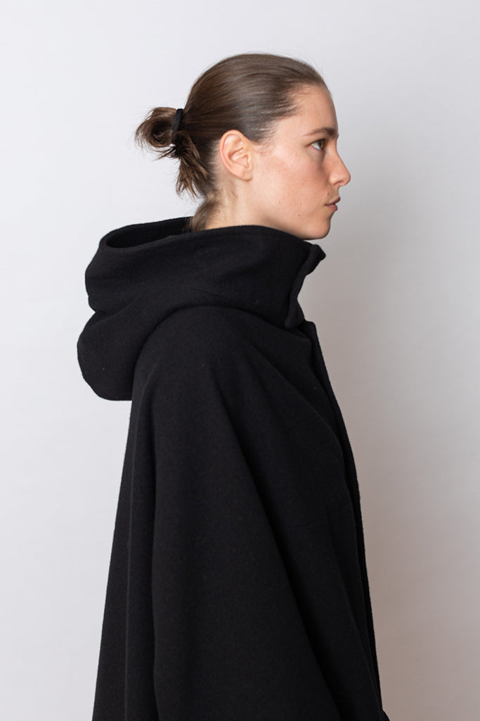 Long Cape Coat - Black