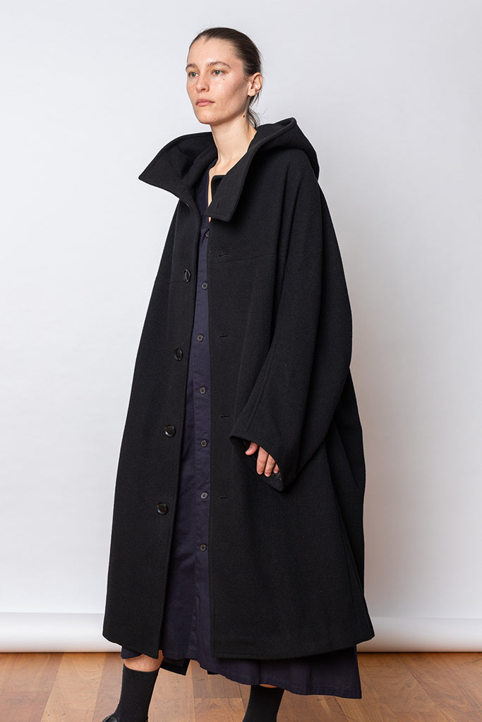 Long Cape Coat - Black