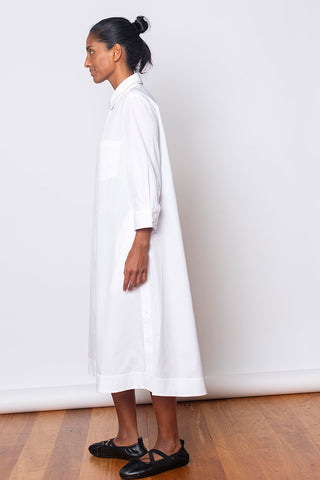 Embellished Poplin Shirt Dress- White/Pearl
