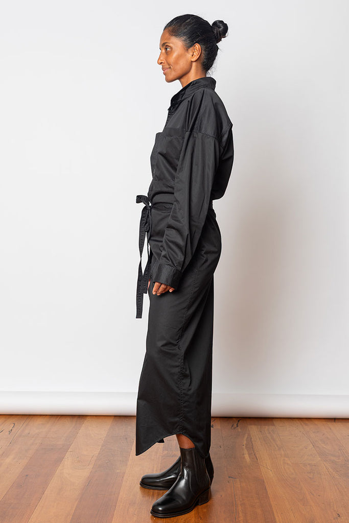 Long Shirt Dress - Black