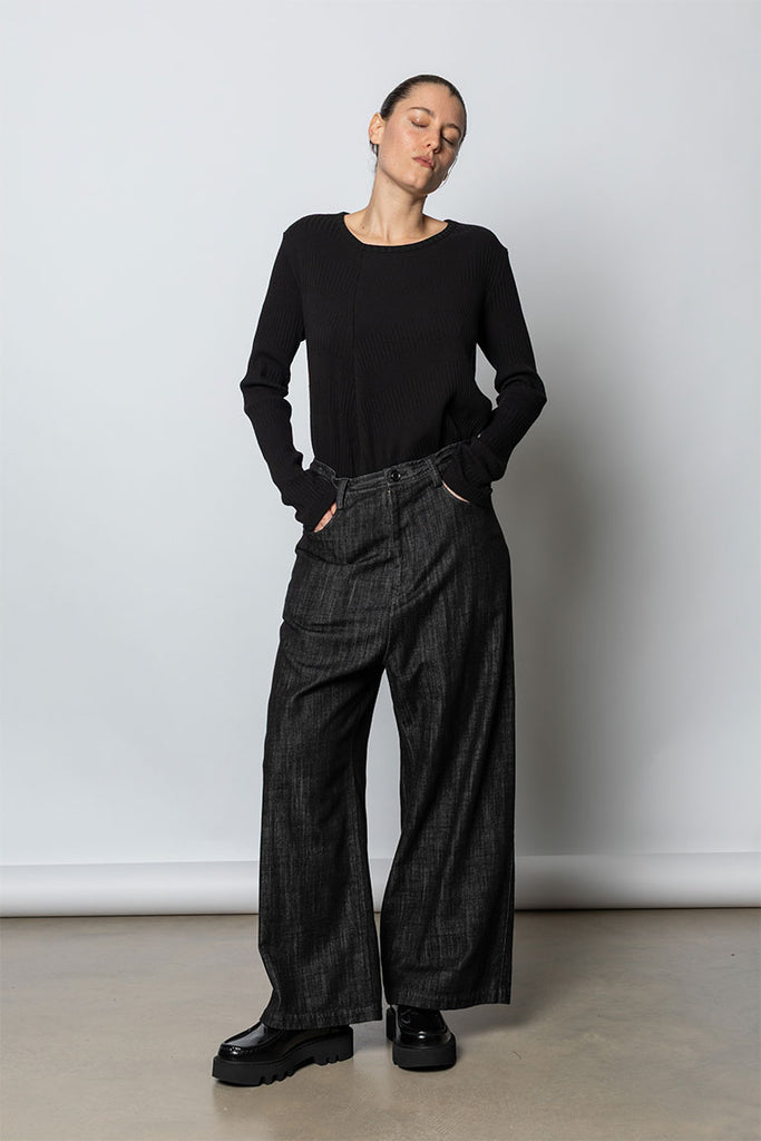 Long Straight Jeans - Black