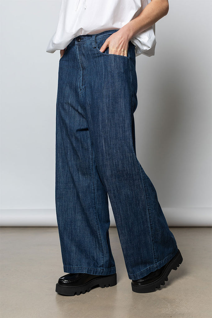 Long Straight Jeans - Indigo