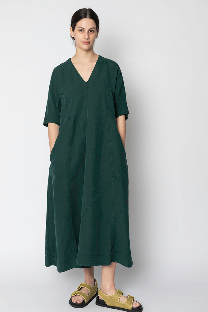 Lyocell Linen Panel Dress - Scarab