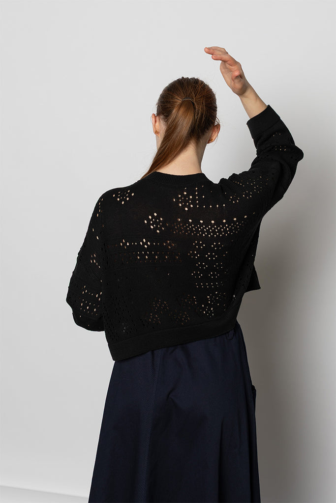 M Cropped Cardigan - Black