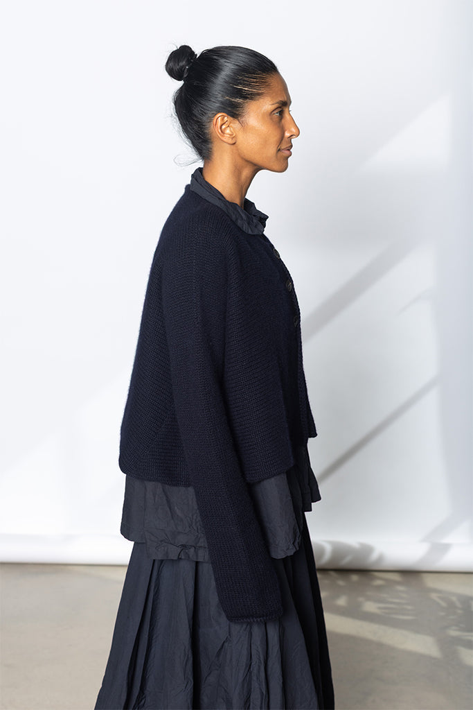 Maple Cashmere Knit Jacket - Navy