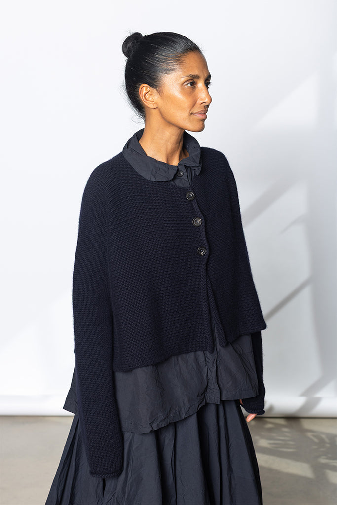 Maple Cashmere Knit Jacket - Navy