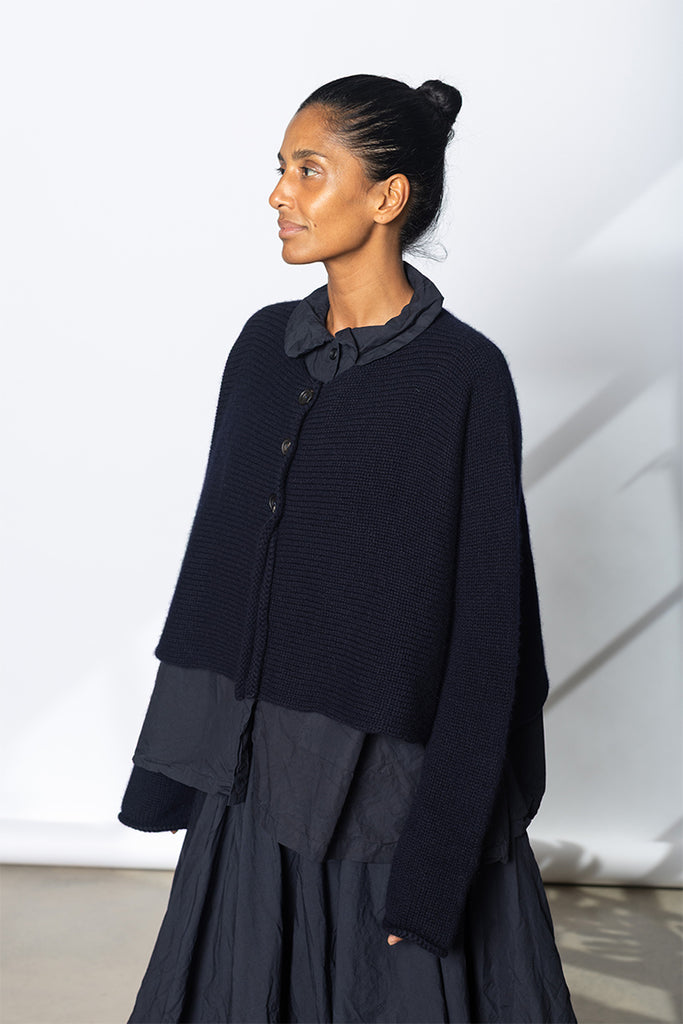 Maple Cashmere Knit Jacket - Navy