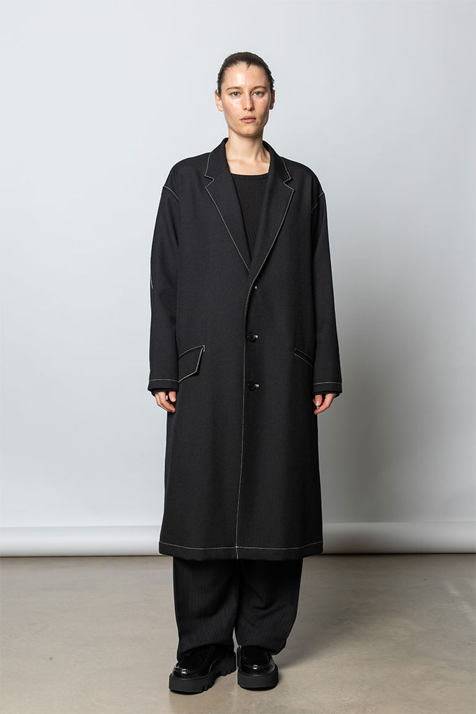 Marine Sailor 3 Button Tailored Coat - Black