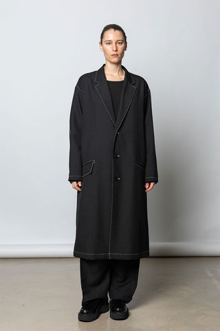 Marine Sailor 3 Button Tailored Coat - Black