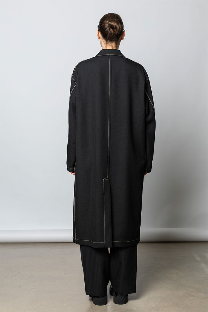 Marine Sailor 3 Button Tailored Coat - Black