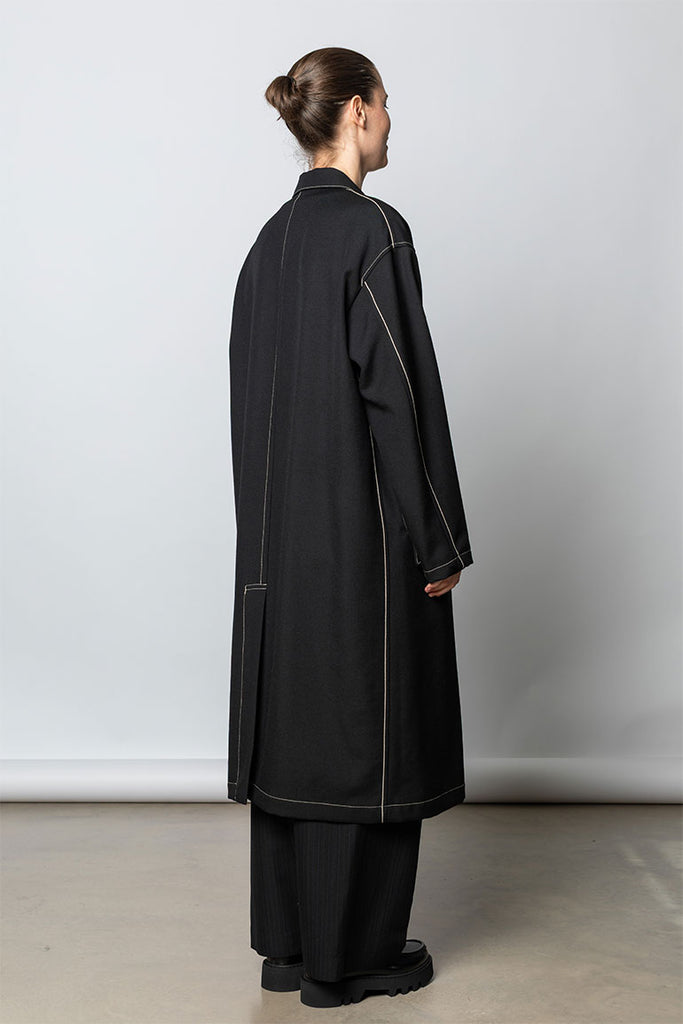 Marine Sailor 3 Button Tailored Coat - Black