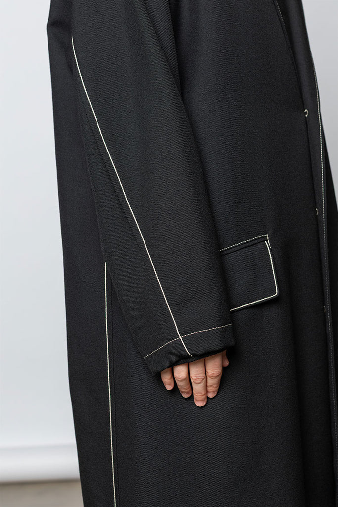 Marine Sailor 3 Button Tailored Coat - Black