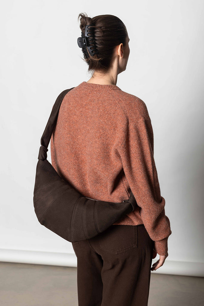 Medium Croissant Bag Alpaca Nubuck - Ebony Brown