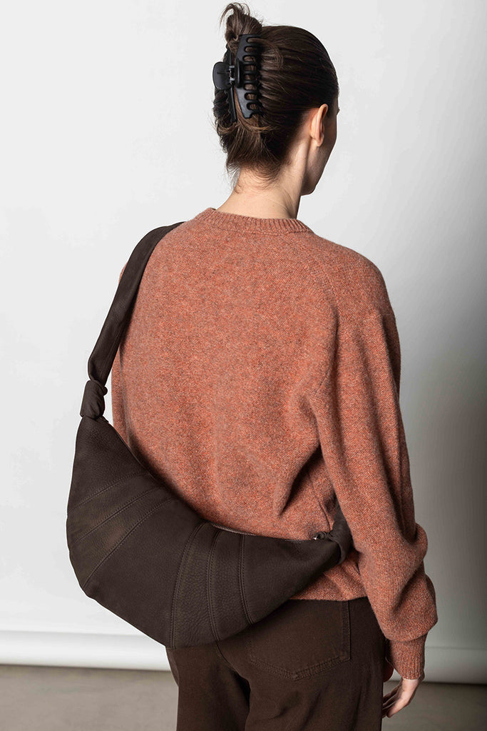 Medium Croissant Bag Alpaca Nubuck - Ebony Brown