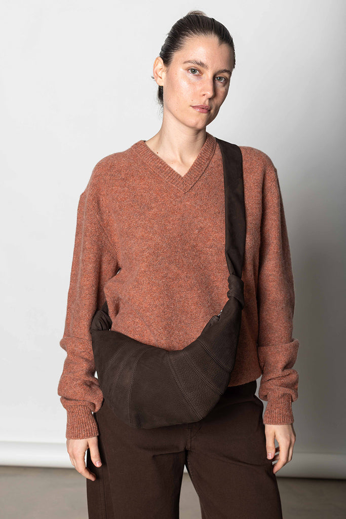 Medium Croissant Bag Alpaca Nubuck - Ebony Brown