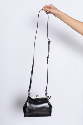 Metal Clasp Shoulder Bag - Black