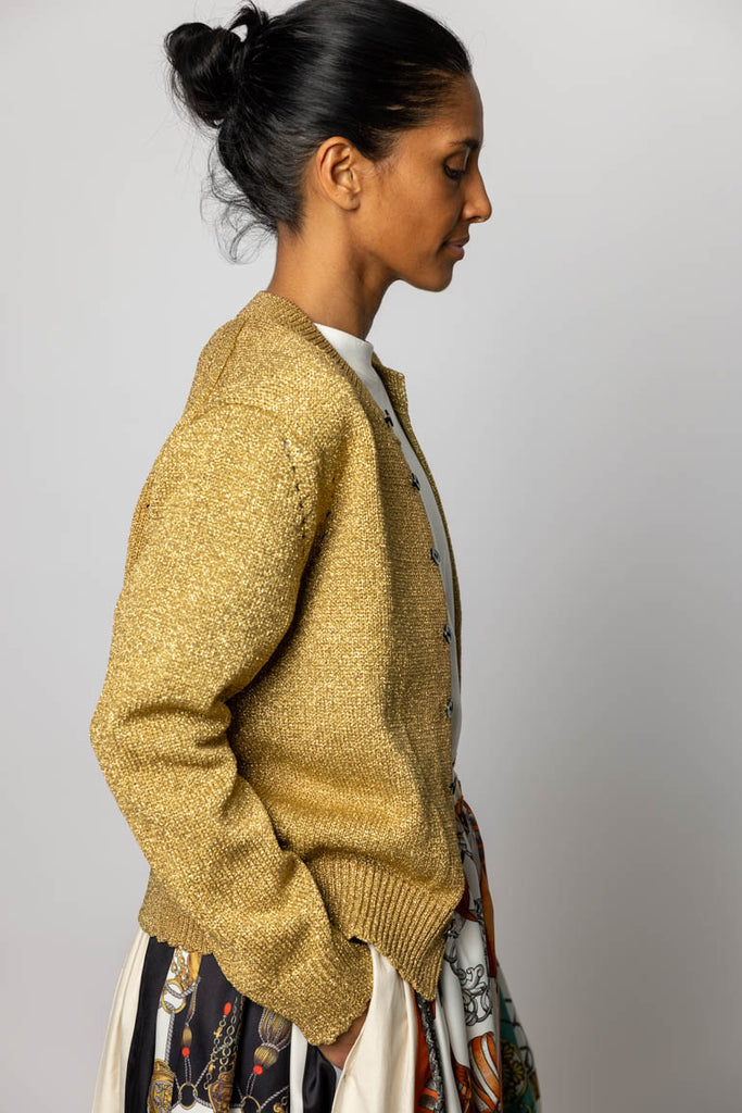 Metallic Cardigan - Gold