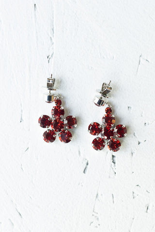 Mini Daisy Drop Earrings - Blood Red