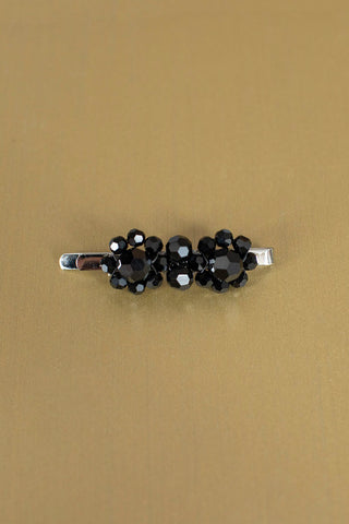 Mini Flower Hair Clip - Jet