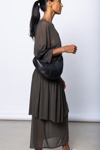 Mini Fortune Croissant Bag - Black Nappa Leather