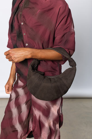 Mini Fortune Croissant Bag - Ebony Brown Alpaca Nubuck Leather