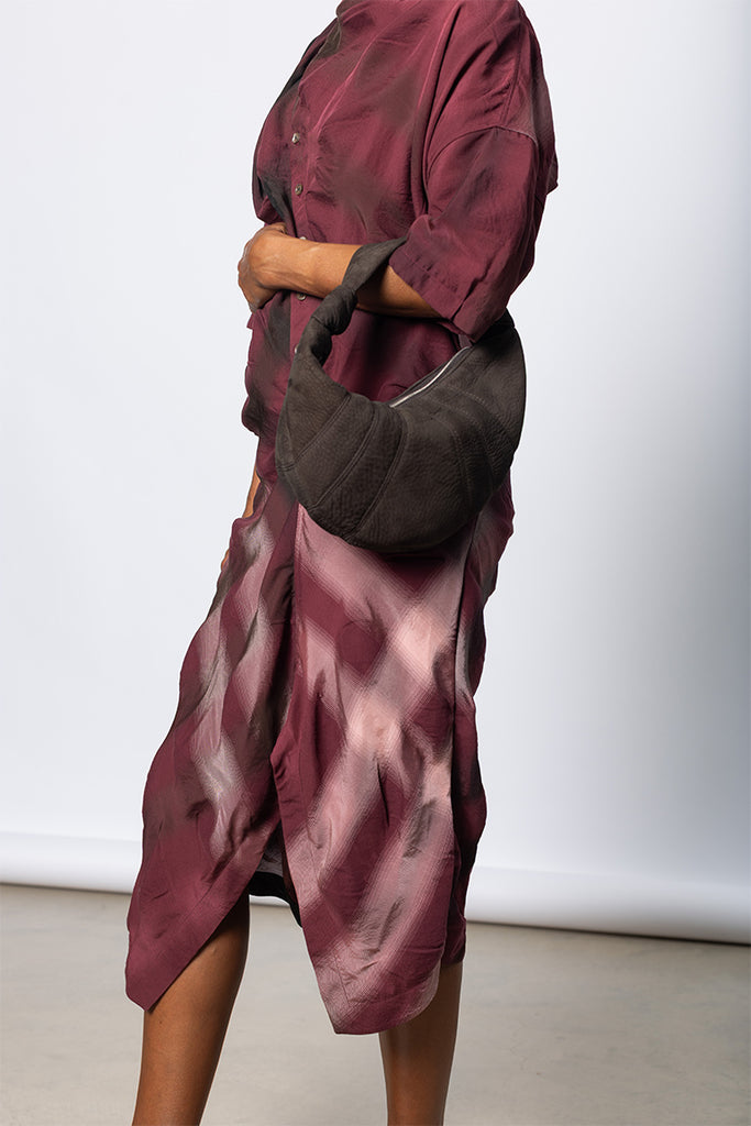 Mini Fortune Croissant Bag - Ebony Brown Alpaca Nubuck Leather