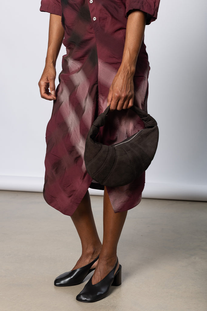 Mini Fortune Croissant Bag - Ebony Brown Alpaca Nubuck Leather