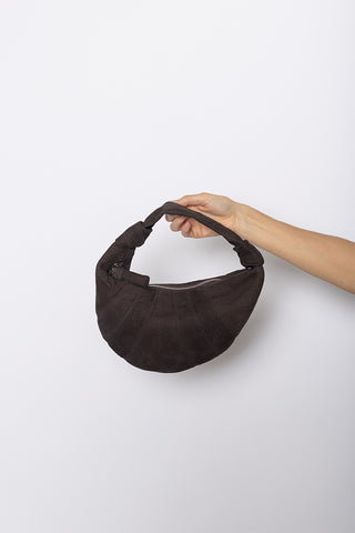 Mini Fortune Croissant Bag - Ebony Brown Alpaca Nubuck Leather