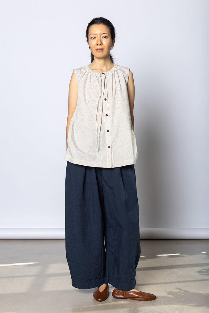 Mini Stripe Cotton Top - Sunwashed Blue